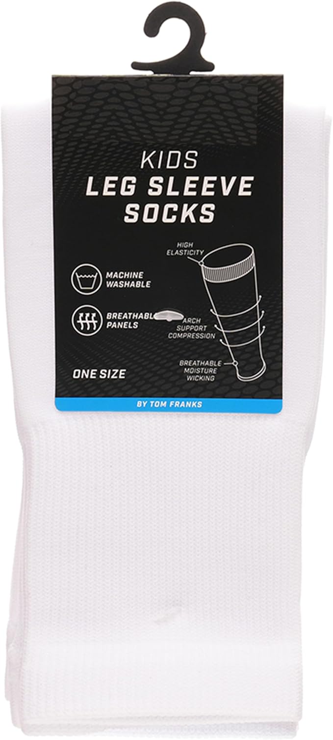 White Kids Leg Sleeve Socks - Grip Sock Accessory